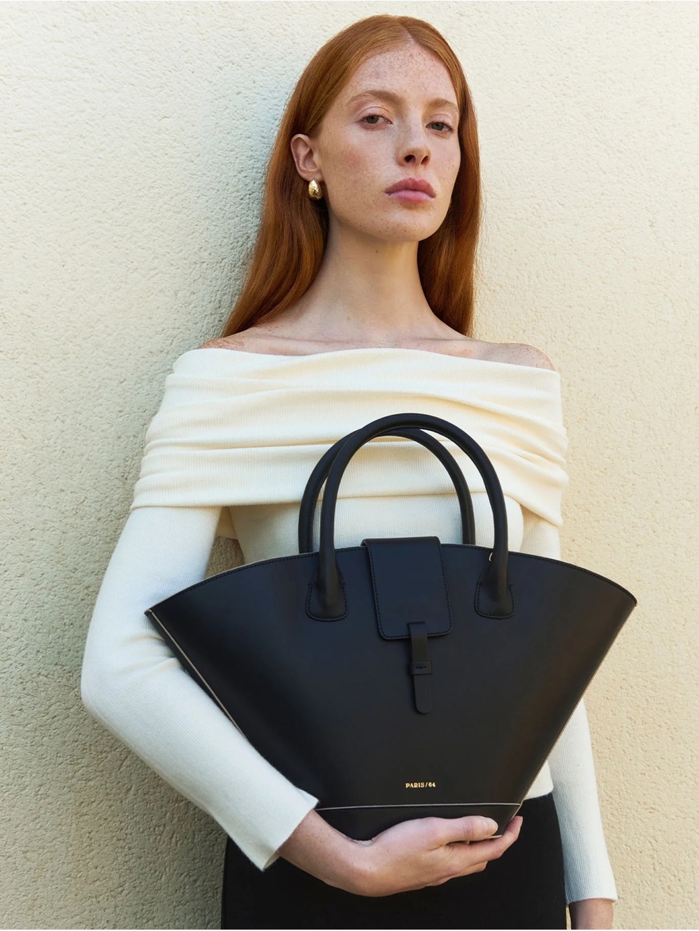 NWT  Paris 64 Lumière Black Leather Tote